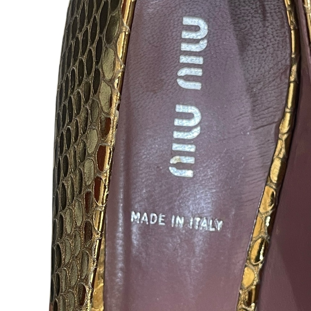 Miu Miu snake gold leather sandals size 37 1/2 - Picture 12 of 12